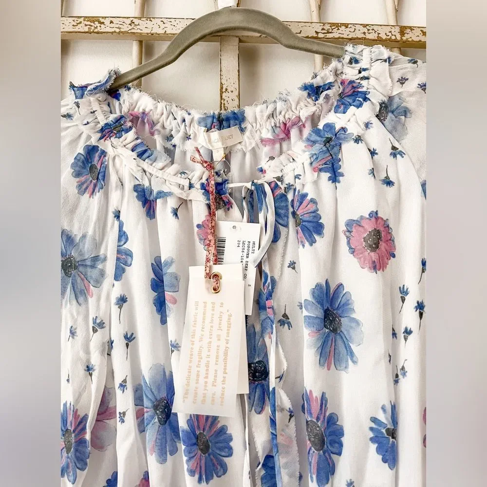 (60% OFF) NWT LOVESHACKFANCY Popover Floral Chiffon Mini Dress Small MSRP $589 - Picture 8 of 9